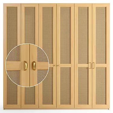 Rattan 3-Door Cabinet: IKEA Design 3D model image 1 