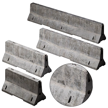 High-Quality Concrete Road Blocks (4 Sizes) 3D model image 1 