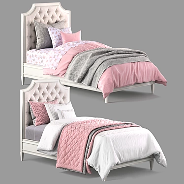 Elegant Alexandra Tufted Bed 3D model image 1 