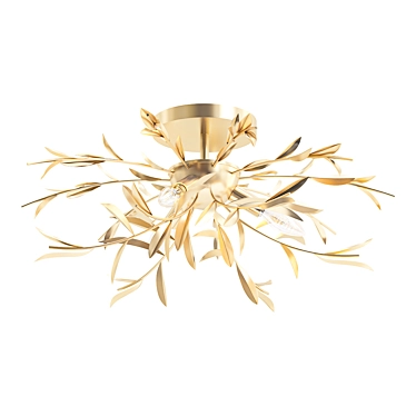 Elegant Willow Leaf Flush Mount 3D model image 1 