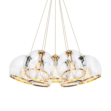 Spherical Pendant Lights with Brass Accents 3D model image 1 