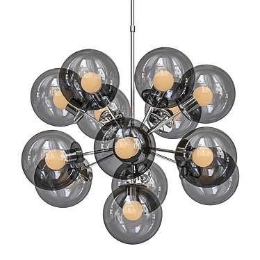 Elegant Grey Glass Pendant Chandelier 3D model image 1 