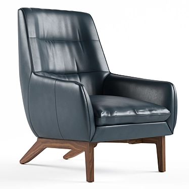 Sleek Black Leather Aman Chair 3D model image 1 