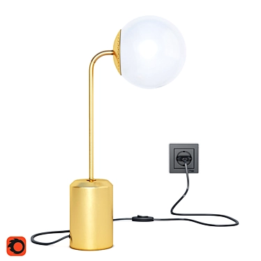 Elegant Brass and Opal Glass Table Lamp 3D model image 1 