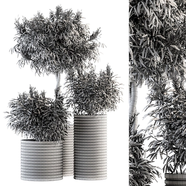 Lush Lavender Tree Trio: Outdoor Plant Set 3D model image 1 