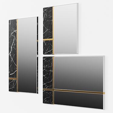 Mondrian Square Mirror: Contemporary Elegance in Reflective Art 3D model image 1 