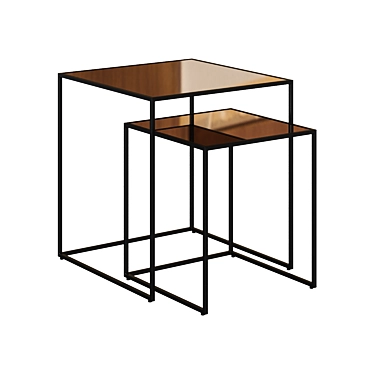 Golden Mirrored Side Tables 3D model image 1 