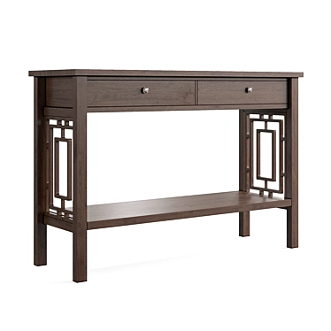 Transitional Style Console Table with Storage 3D model image 1 