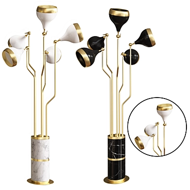 Modern Brass Hanna Floor Lamp 3D model image 1 