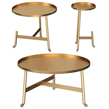 Gilded Rollaway Round Coffee Table 3D model image 1 