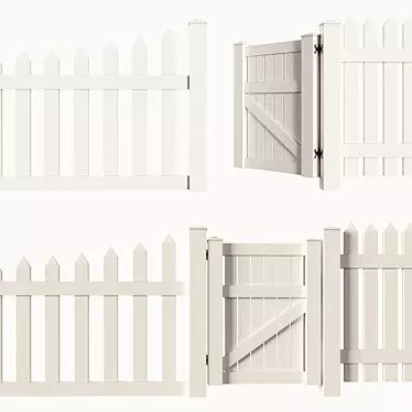Versatile PVC Fence Set & Wicket 3D model image 1 