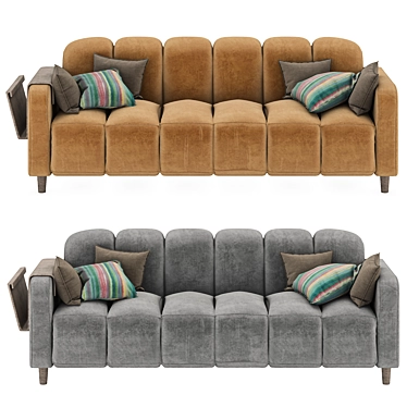 Modern Velvet Tufted Sofa 3D model image 1 