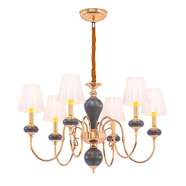 Modern American Style Chandelier with Textile Shades 3D model image 1 