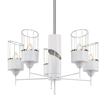 Asymmetric Glass and Metal Mesh Chandelier 3D model image 1 