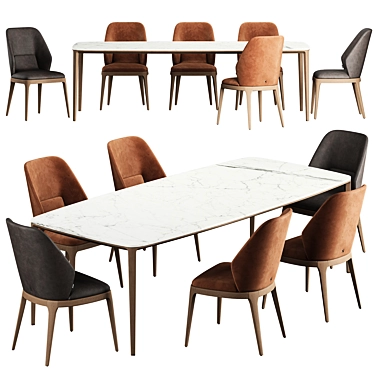 Poliform Henry Table & Emporio Chair Set 3D model image 1 