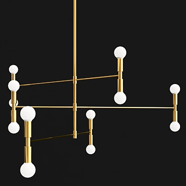 Modern Brass Atomium Pendant 3D model image 1 