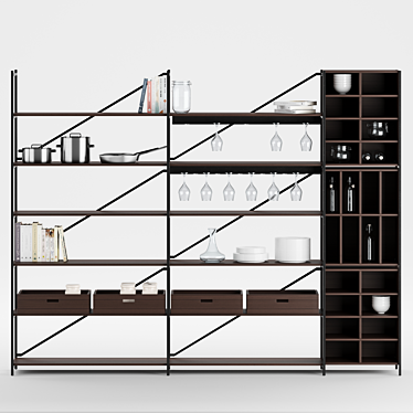 Modular Kitchen Rack System 3D model image 1 