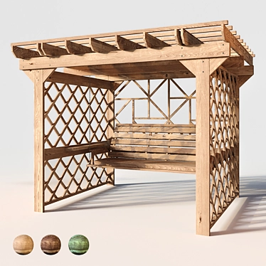 Luxury Wooden Swing Pergola 3D model image 1 