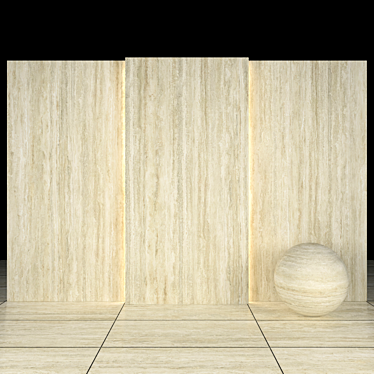 Classic Travertin: 12 Texture Slabs & Floor Tiles 3D model image 1 