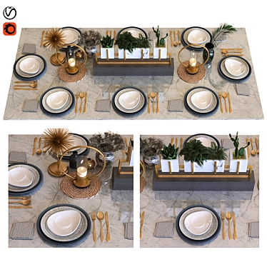 Modern Dining Table Set 010 3D model image 1 