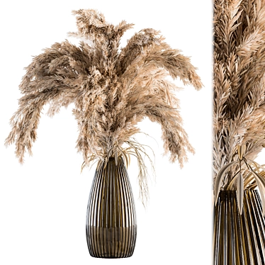 Elegant Pampas in Glass Vase 3D model image 1 