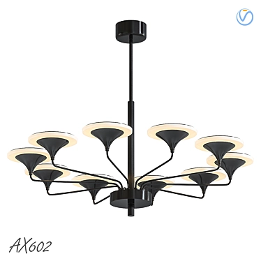 Modern LED Black and White Chandelier 3D model image 1 