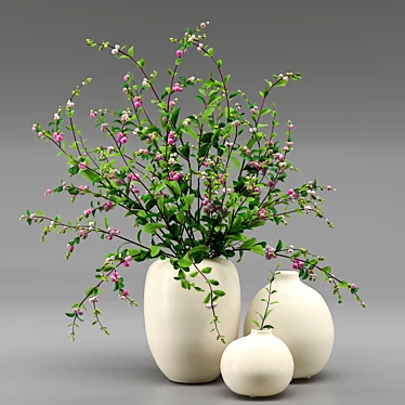 Snowberry Branches & Decorative Vases 3D model image 1 