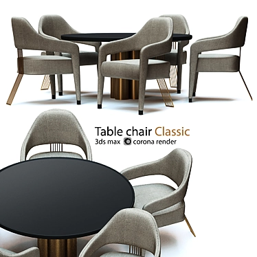 Elegant Designer Table Chair 3D model image 1 