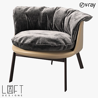 LoftDesign Armchair 36555: Sleek Metal and Fabric Seating 3D model image 1 