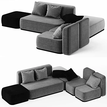 Modern Gray Sofa: Stylish and Comfortable 3D model image 1 