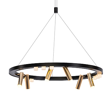 High-Tech Ring Chandelier with Adjustable Spots 3D model image 1 