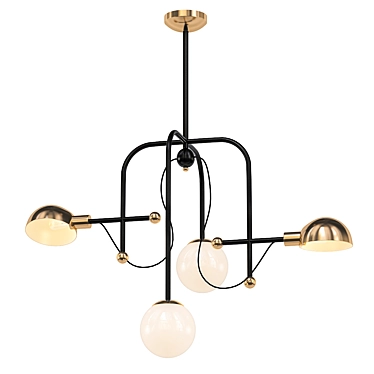 Modern Brass and Black Pendant Light 3D model image 1 