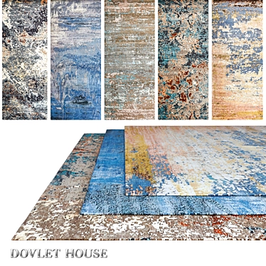 Luxurious DOVLET HOUSE 5-Piece Carpet Set (Part 625) 3D model image 1 