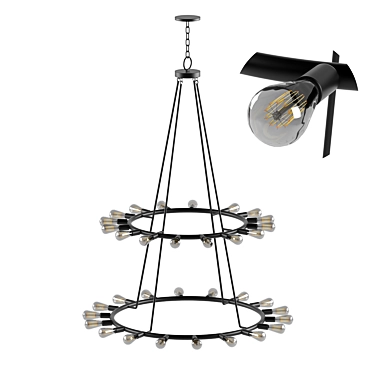 Title: Rustic Industrial Dakota Chandelier 3D model image 1 