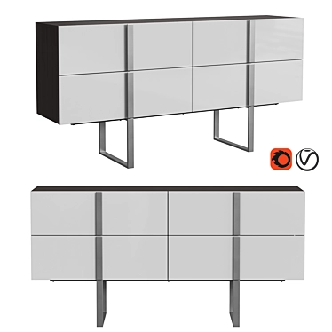 Oak and Steel Sideboard - Modern Spanish Design 3D model image 1 