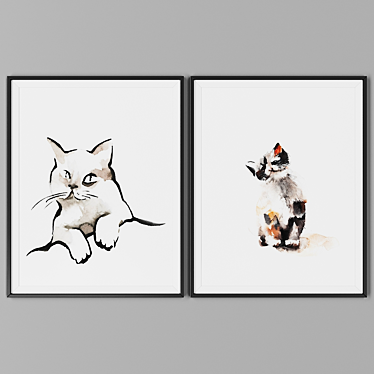 Black Frame Picture Duo Set 3D model image 1 