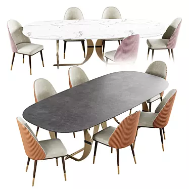 Elegant Capital Collection Oval Dining Set 3D model image 1 