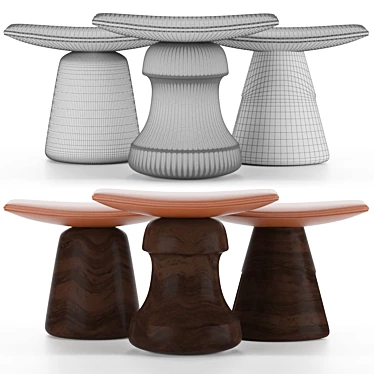 Delcourt's Roi Fou and Mat Stools 3D model image 1 
