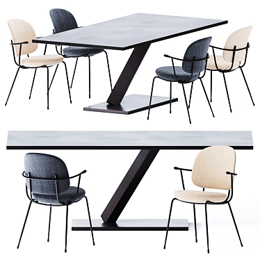 Sleek Element Dining Table 3D model image 1 