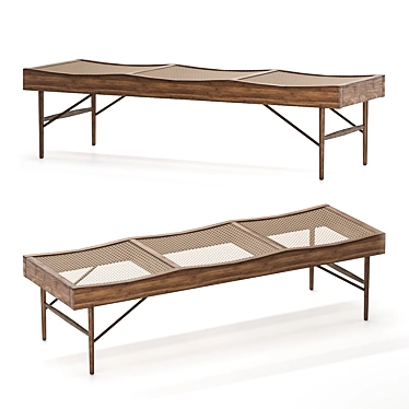 Scandi Style 3-Seater Wooden Bench 3D model image 1 
