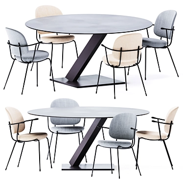 Modern Element Round Dining Table 3D model image 1 