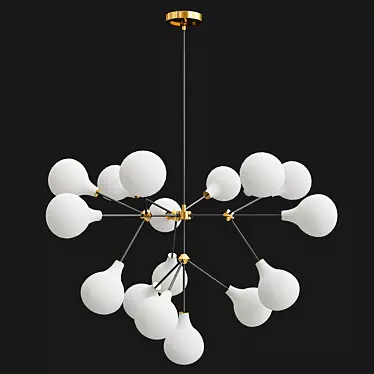 Sleek Glass Brass Chandelier 3D model image 1 