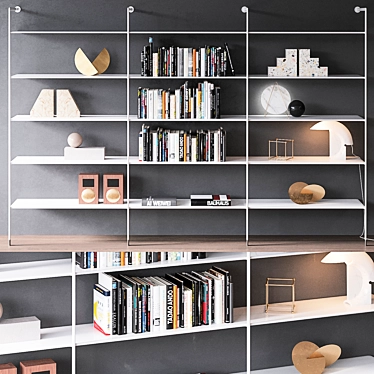 Elegant Wind Wall Bookshelf 3D model image 1 