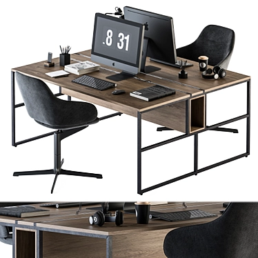 Modern Office Furniture Set 3D model image 1 