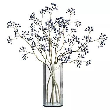 Blue Berry Branch Bouquet 3D model image 1 