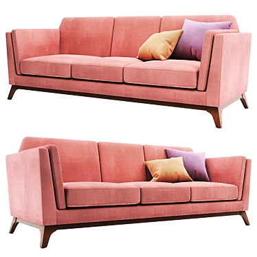 Contemporary Fabric and Wood Sofa 3D model image 1 