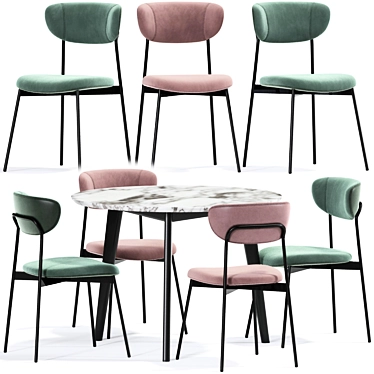 Modern Petal Dining Chair & Roxanne Table 3D model image 1 