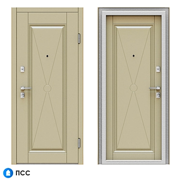 Classic Entrance Door - Cross-62 with PSS 3D model image 1 