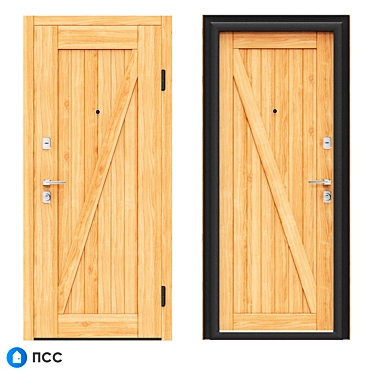 Modern Oak Entrance Door with Loft Design 3D model image 1 