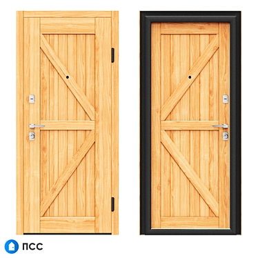 LOFT-139 Entrance Door: Modern Style, Solid Oak Wood Panel 3D model image 1 